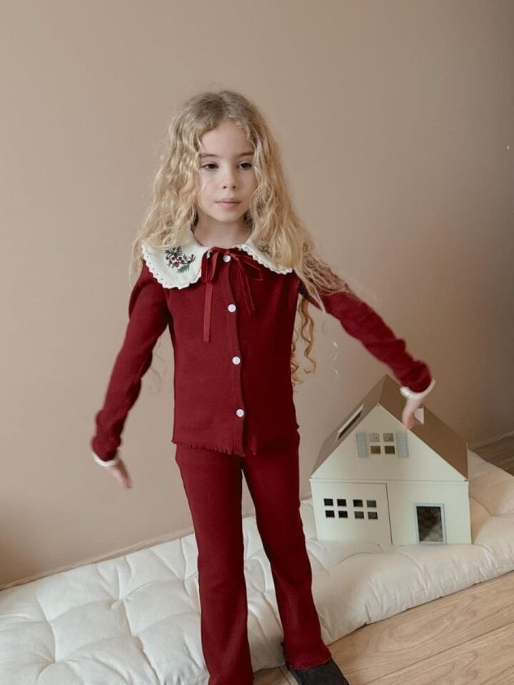 Bebe Yaka Fitilli Kumaş Taytlı Takım