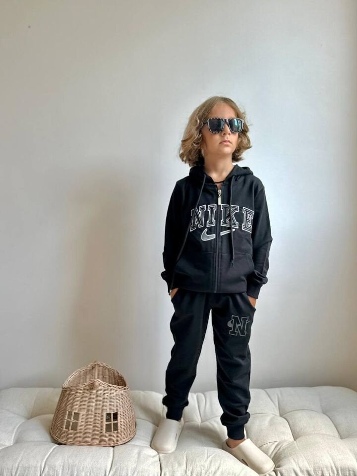 2 ip fermuarlı kapüşonlu takım (5-14 yaş)