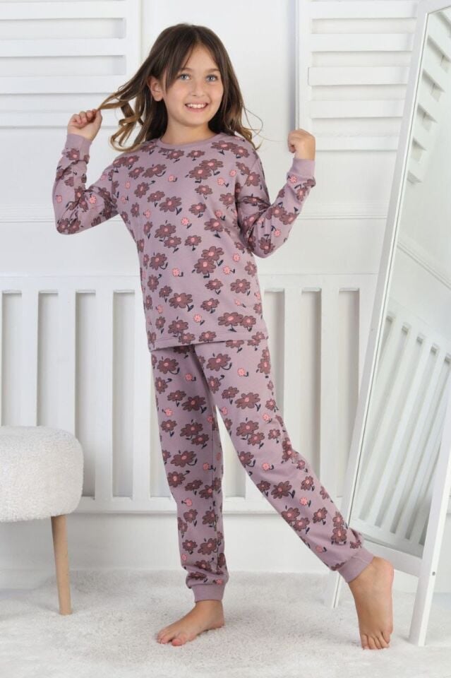 Çiçek Desenli Pijama Takım(8-14 Yaş)