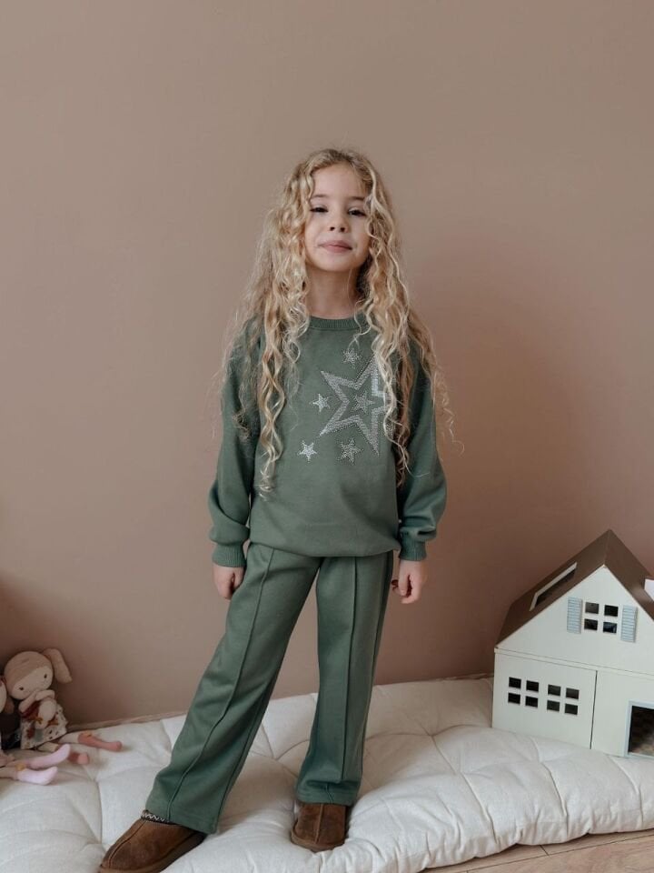 3 ip Şardonlu yıldızlı yeşil