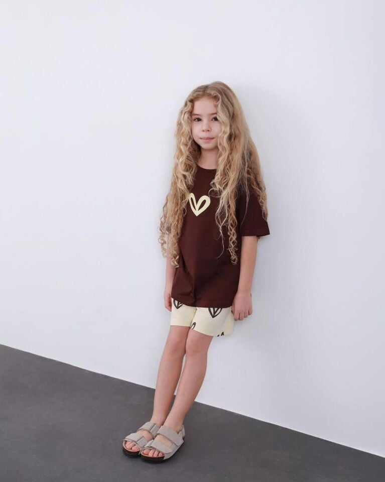 2 İplik Kalpli Şortlu Takım