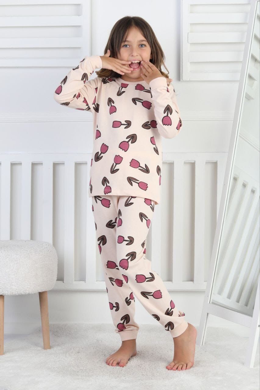 Çiçek Desenli Pijama Takım(8-14 Yaş)