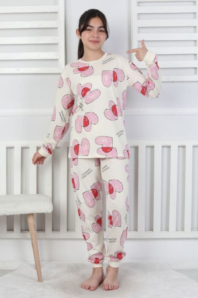 Kalp Desenli Pijama Takım(8-14 Yaş)