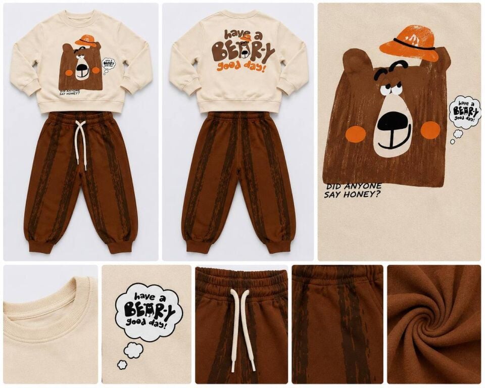 2 İplik  Kumaş Bear Takım