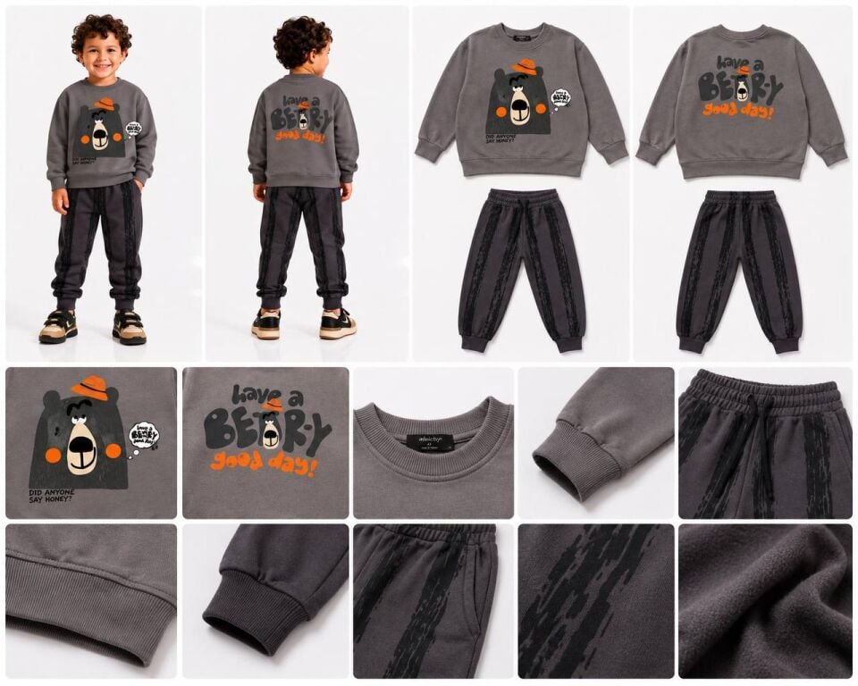 2 İplik Fırçalı Kumaş Bear Takım