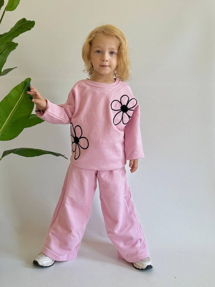 3 İplik Çiçek Desenli Takım