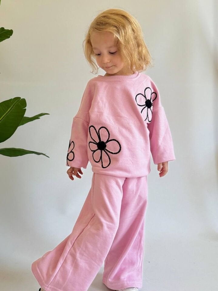 3 İplik Çiçek Desenli Takım