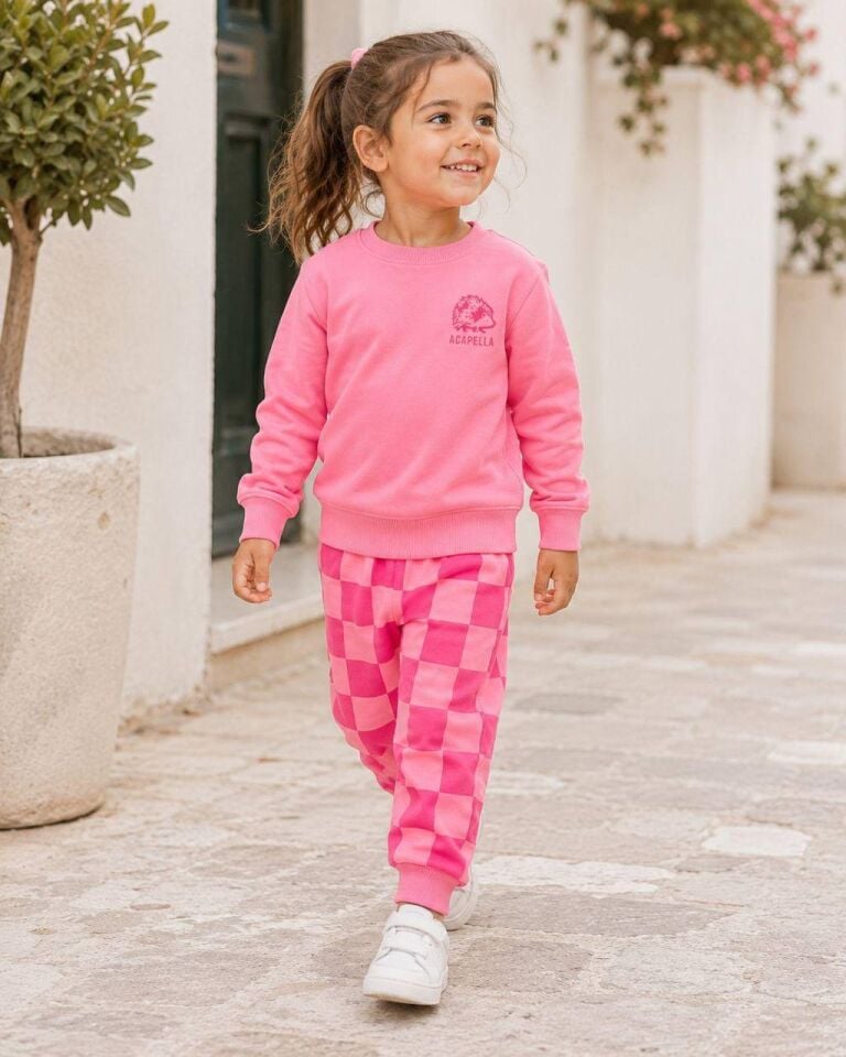 3 İplik Fırçalı Kumaş Pembe Takım