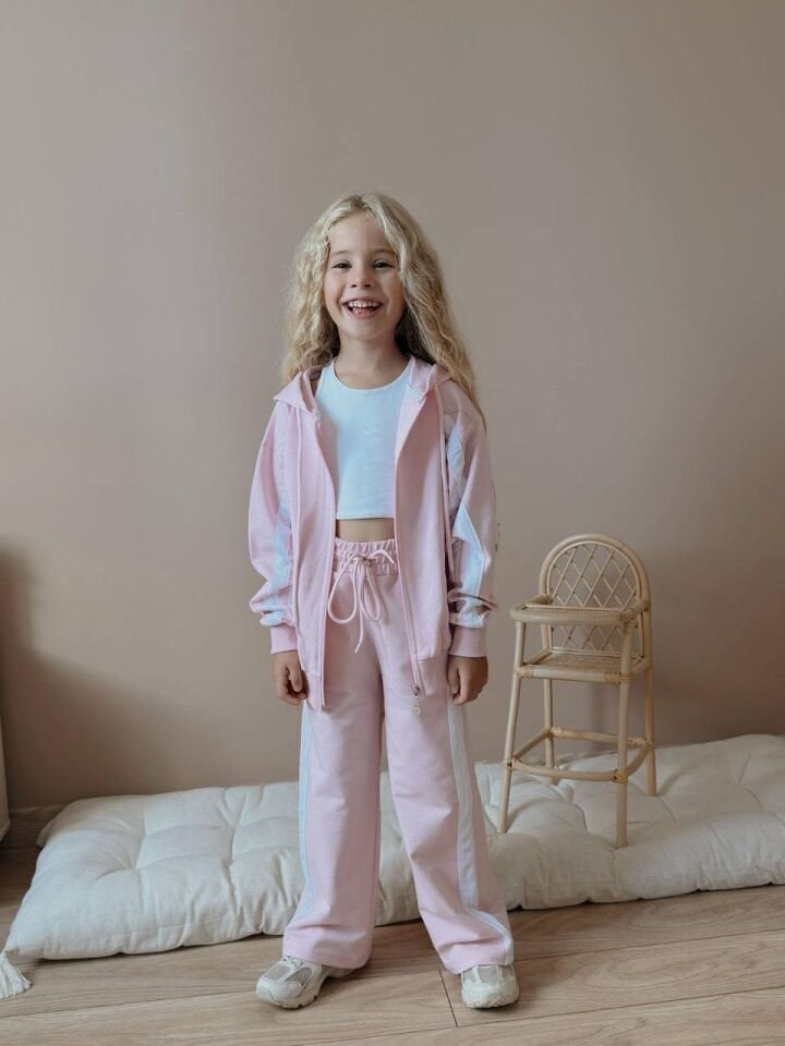 2 ip fermuarlı pembe takım (5-14 yaş)