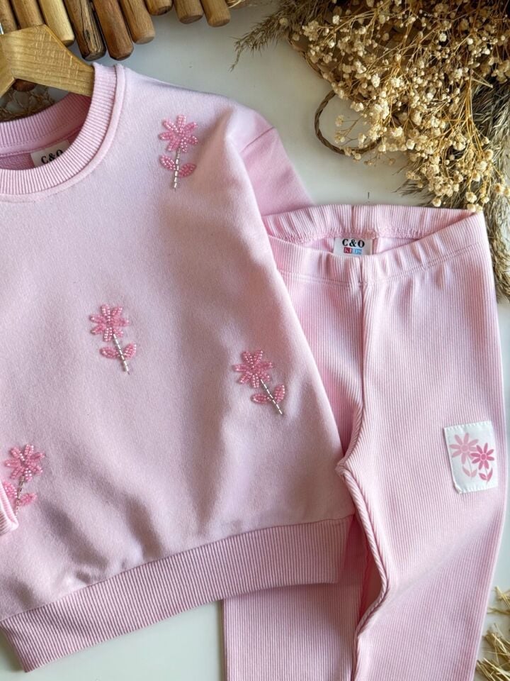 3 İplik Fırçalı Boncuk İşlemeli Takım