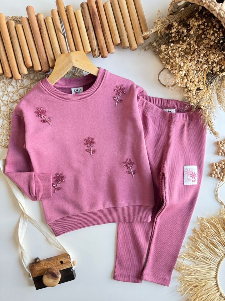 3 İplik Fırçalı Boncuk İşlemeli Takım