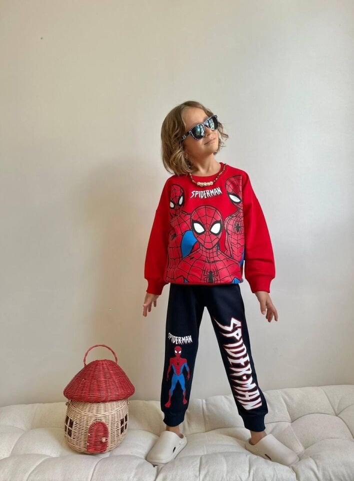 2 İplik Kırmızı Spiderman Takım