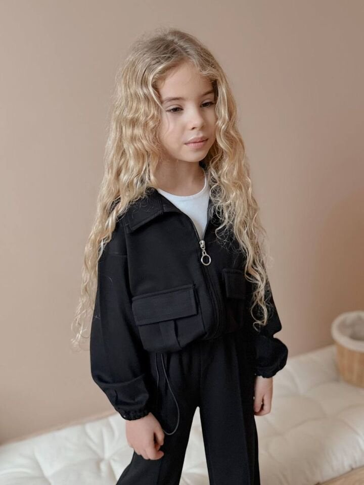 2 ip fermuarlı siyah takım