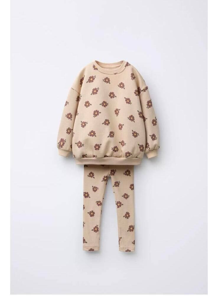 3 ip Şardonlu Çiçekli Takım