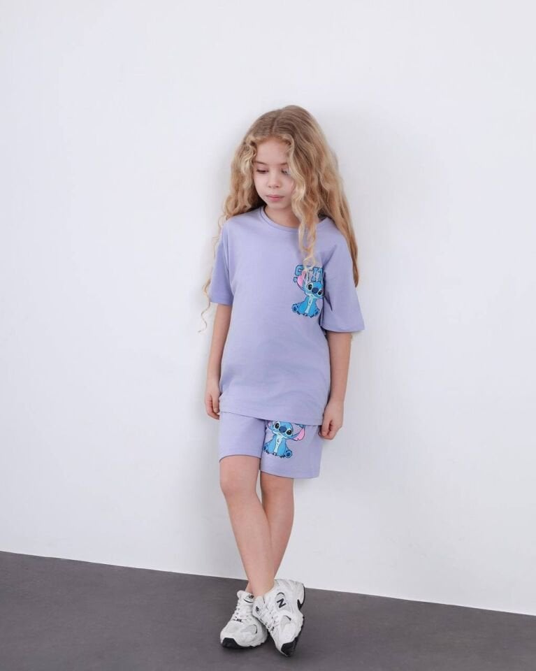 Stick lila şortlu takım