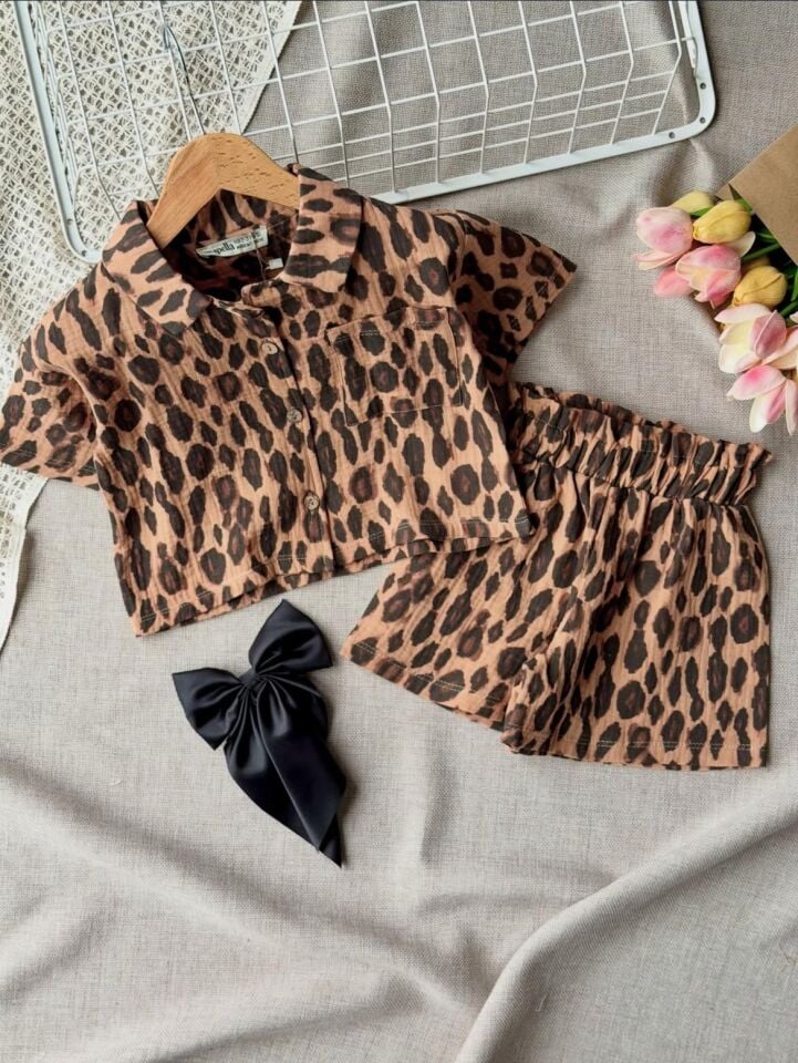 Leopar Desenli Müslin Takım