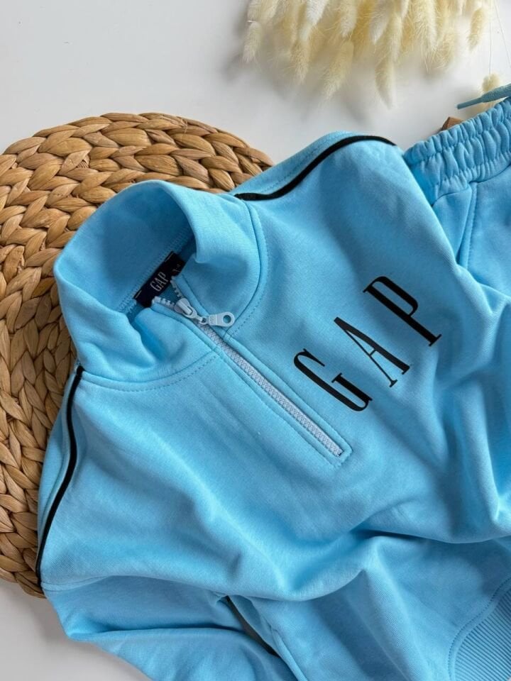 3 iplik Mavi  Fermuarlı Takım