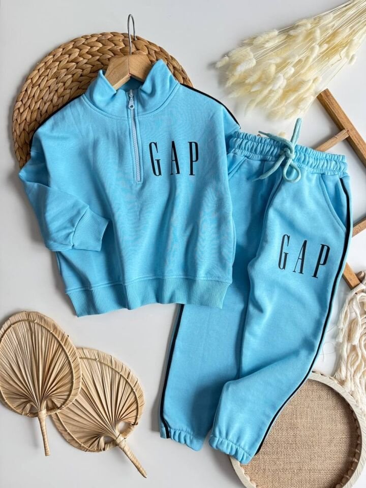 3 iplik Mavi  Fermuarlı Takım