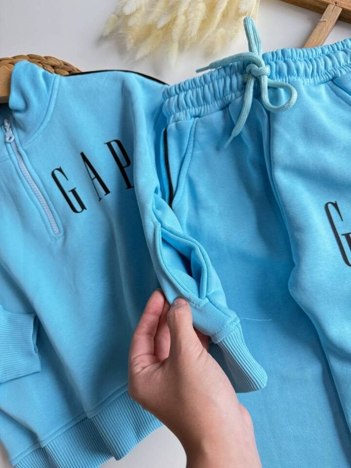 3 iplik Mavi  Fermuarlı Takım