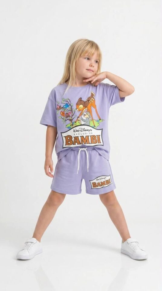 Bambi lila şortlu takım