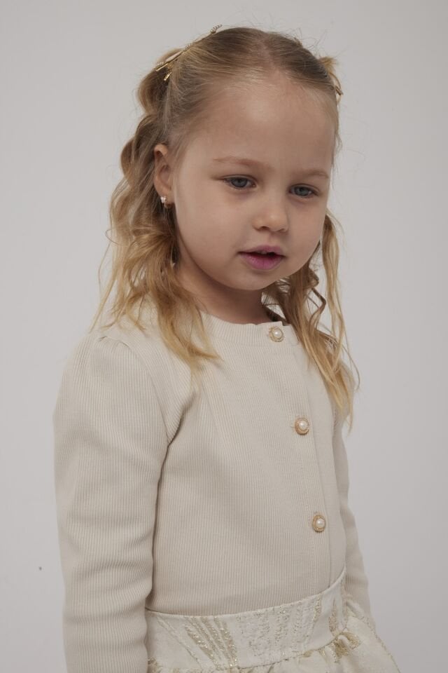 İnci Düğmeli Jakarlı Takım