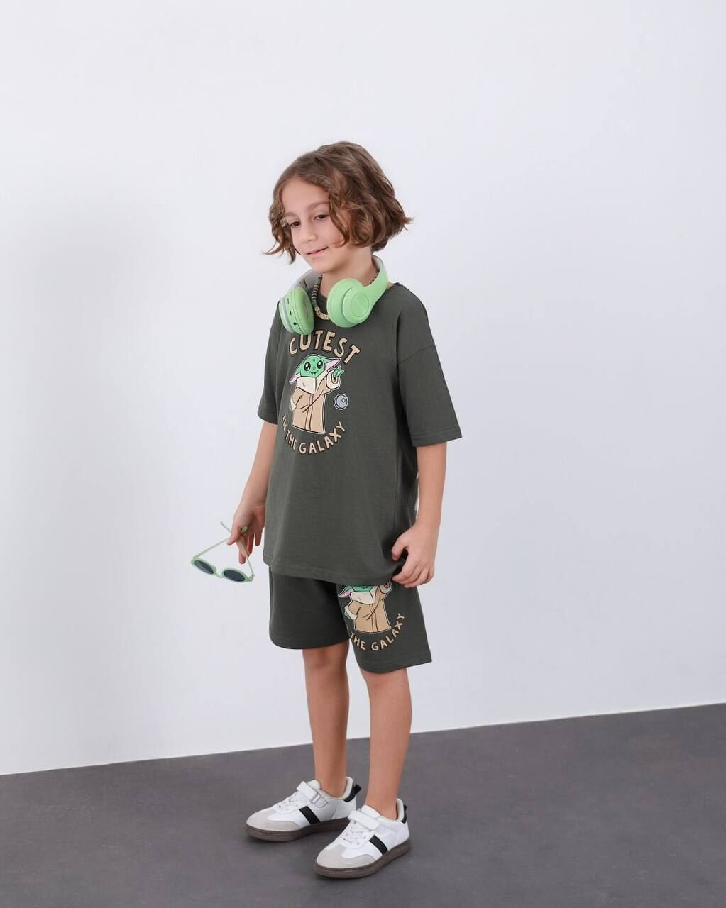 Cuties haki şortlu takım