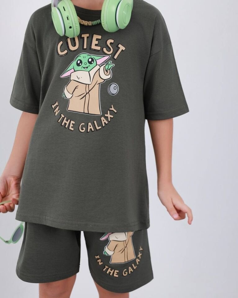 Cuties haki şortlu takım