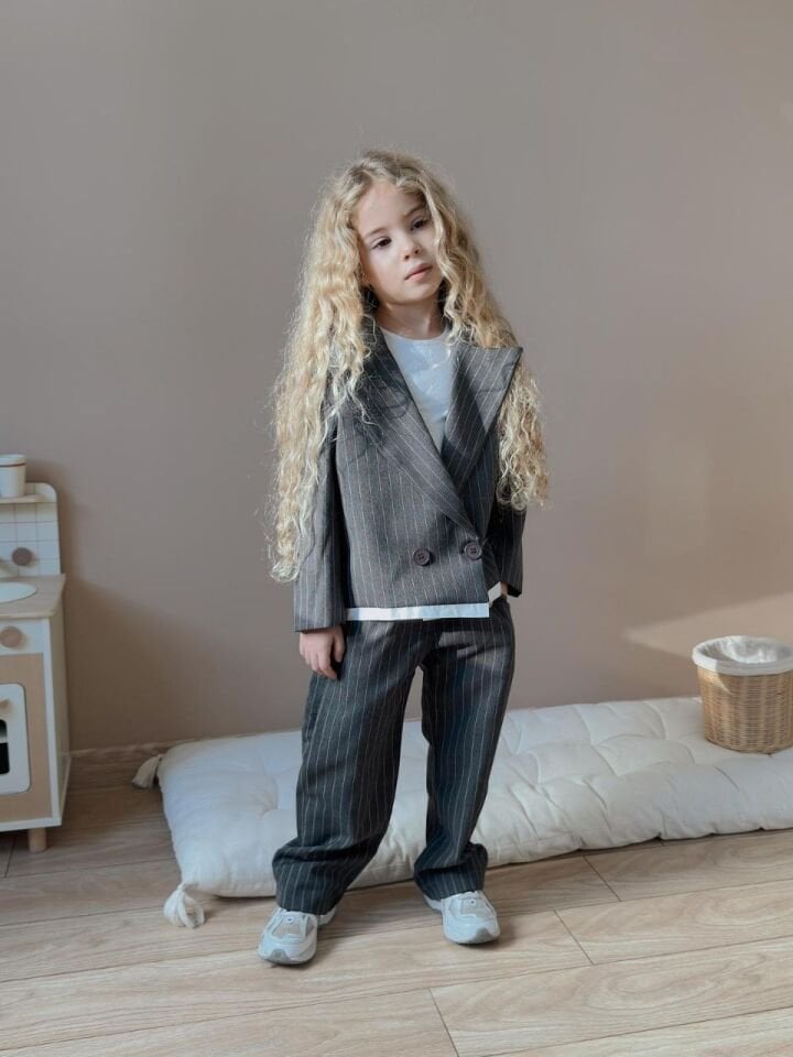 Unısex Çizgili Takım( Antrasit)