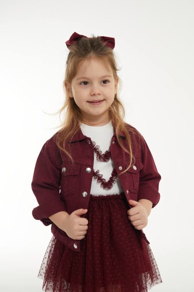 bordo denim ceket (1 adet)
