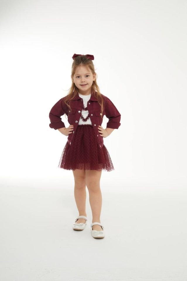 bordo denim ceket (1 adet)