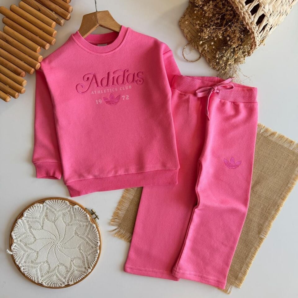 3 İplik Fırçalı Kumaş Pembe Takım