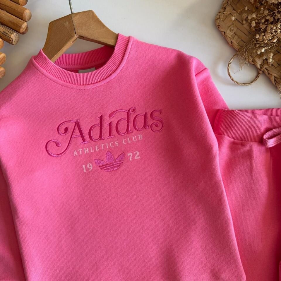 3 İplik Fırçalı Kumaş Pembe Takım