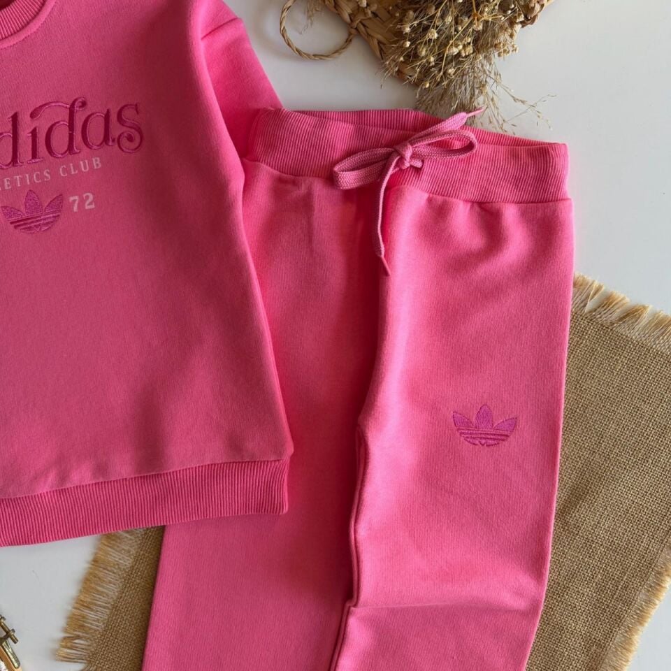 3 İplik Fırçalı Kumaş Pembe Takım