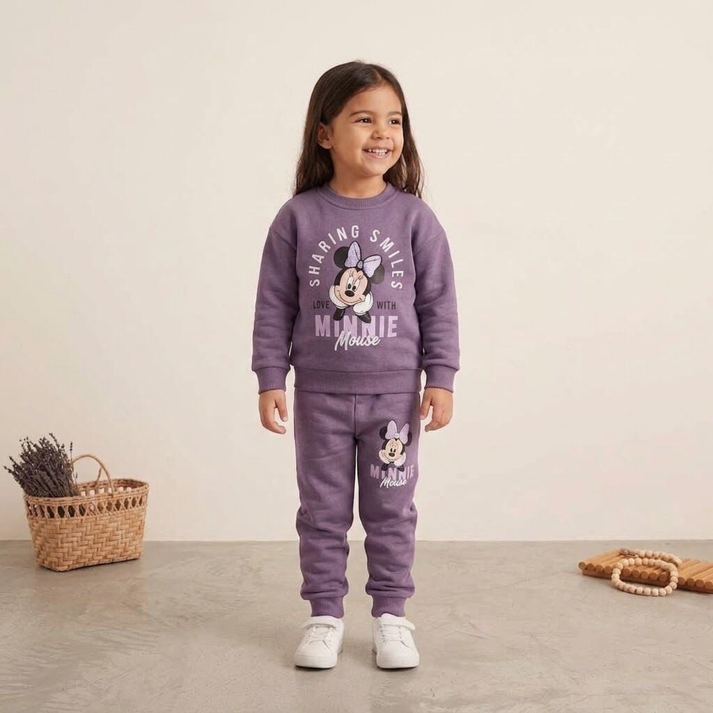 3 İplik Fırçalı Kumaş Minnie Takım