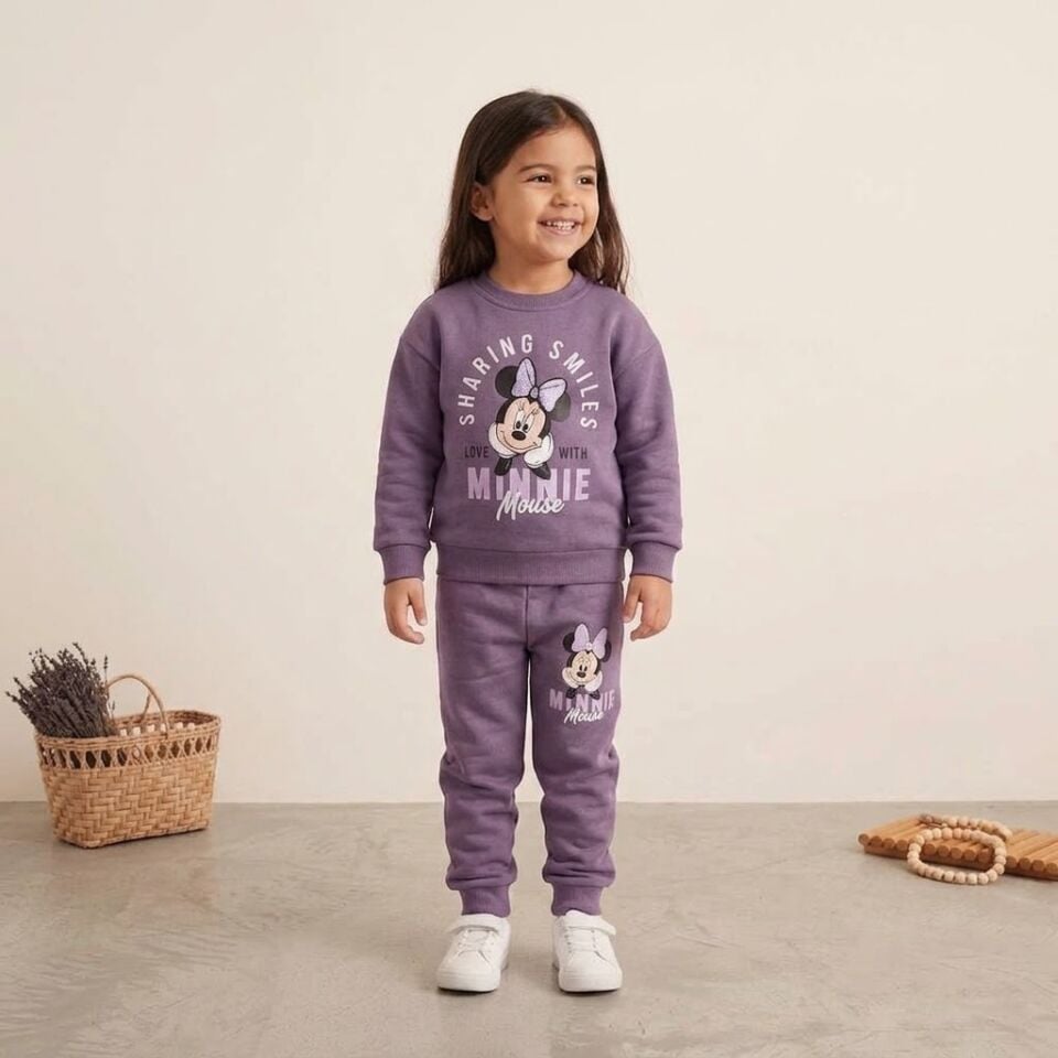 3 İplik Fırçalı Kumaş Minnie Takım