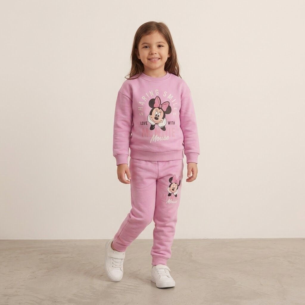 3 İplik Fırçalı Kumaş Minnie Takım