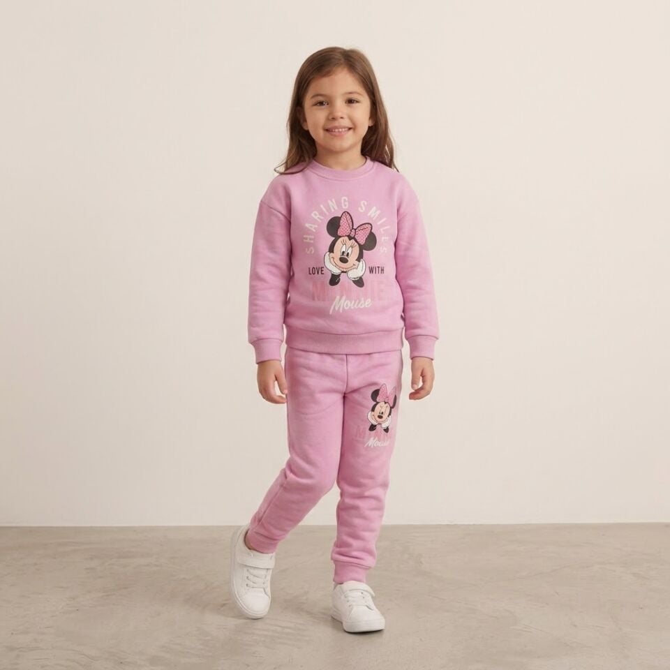 3 İplik Fırçalı Kumaş Minnie Takım