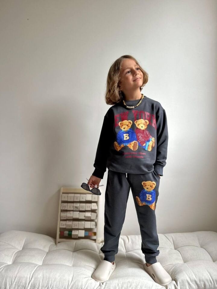 2 İp Teddy Takım  ( Antrasit)