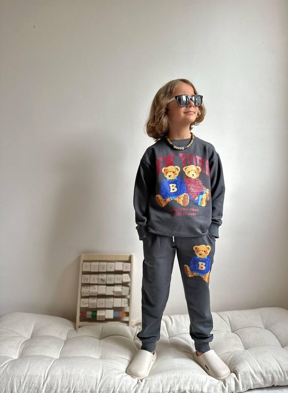 2 İp Teddy Takım  ( Antrasit)