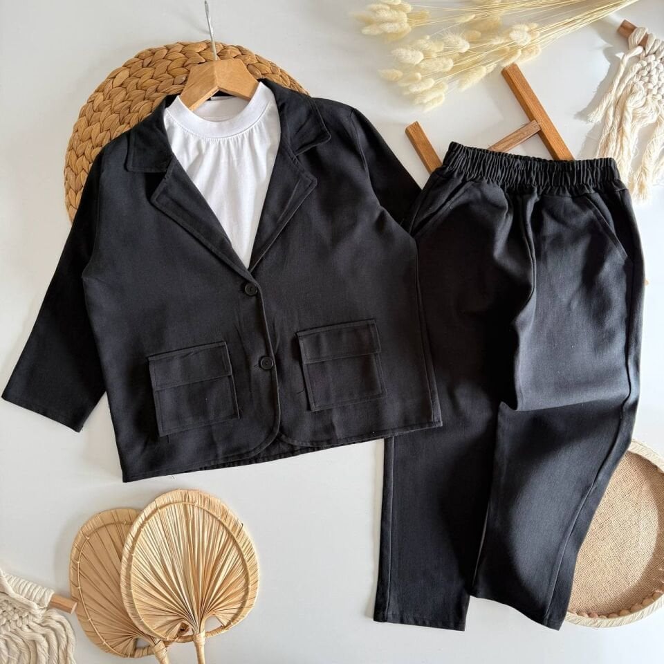 2’li Keten Siyah Takım Elbise