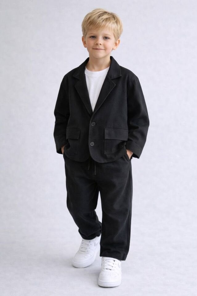 2’li Keten Siyah Takım Elbise