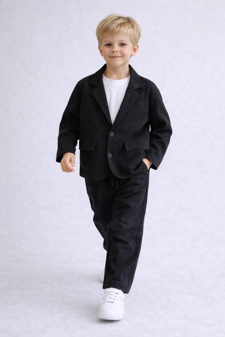 2’li Keten Siyah Takım Elbise