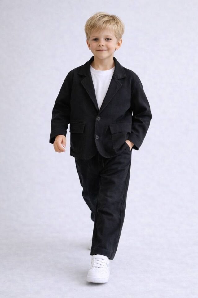 2’li Keten Siyah Takım Elbise