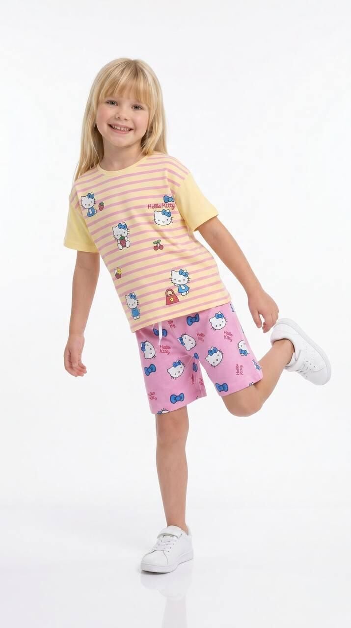 Hello kitty şortlu takım (açık pembe)