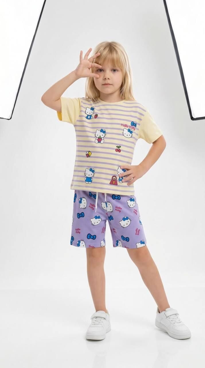 Hello kitty şortu takım (lila)