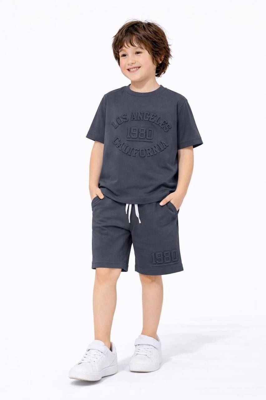 Antrasit şortlu takım