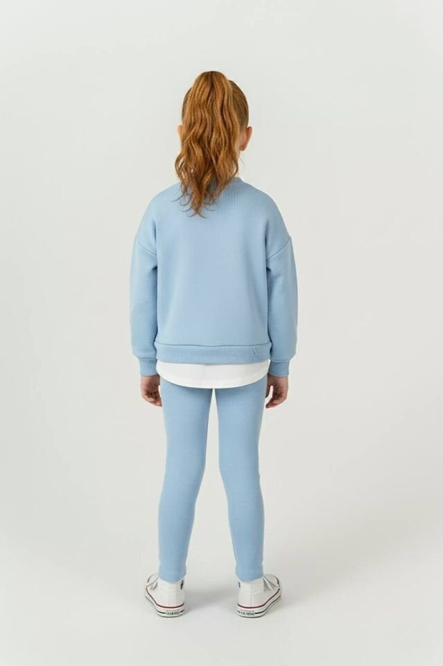 3 İplik Şardonlu Mavi Taytlı Takım