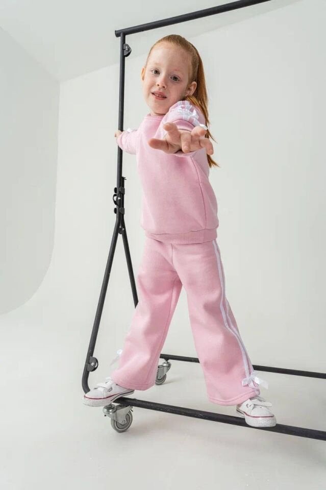 3 İplik Şardonlu Pembe Takım