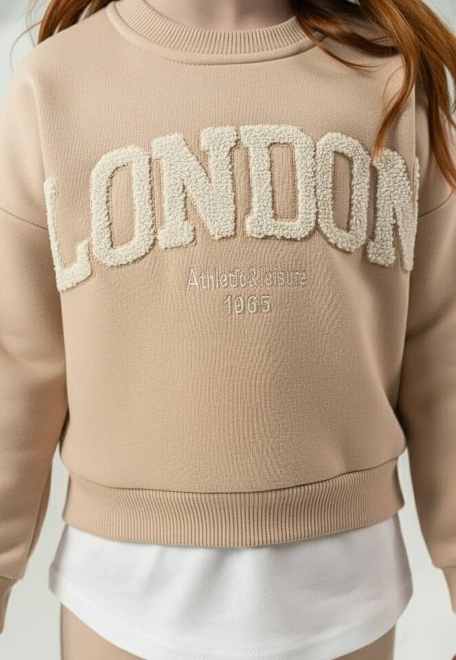 3 İplik Şardonlu Love Takım (Açık kahve)