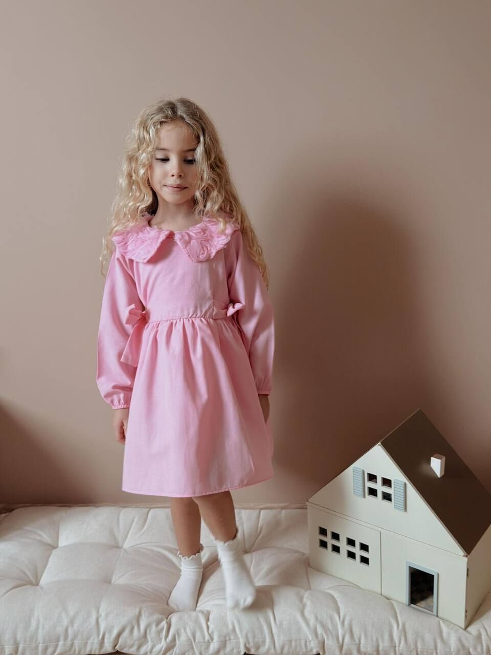 Bebe Yaka Astarlı Elbise